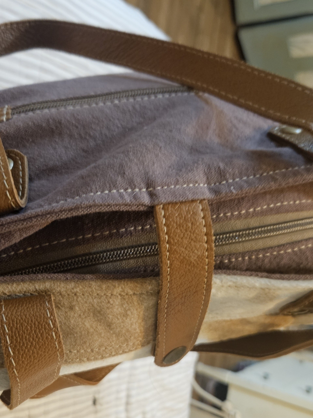 Myra Bag Tan and Multicolor Woven Tote with Leather Straps - Picture 9 of 16